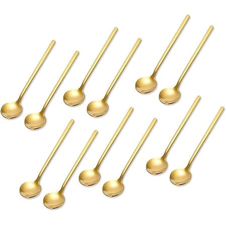 10 Pack Cucchiai Espresso Accfore Oro Placcato In Acciaio Inox Mini