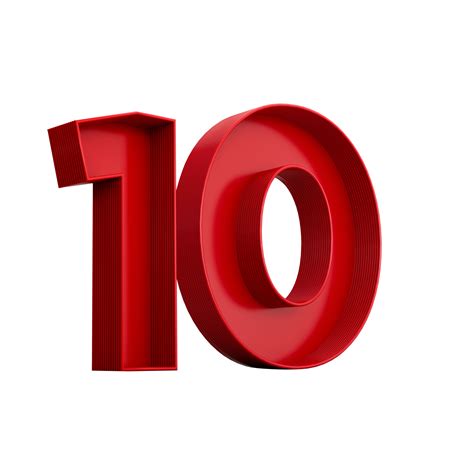 3d Illustration Of Red Number 10 Or Ten 21286165 Png