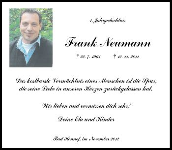 Traueranzeigen Von Frank Neumann GA Trauer De