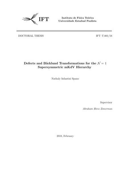 Pdf Defects And Bcklund Transformations For The N Supersymmetric