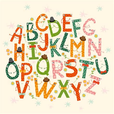 Alphabet Lettres Drôles Vecteur Gratuite