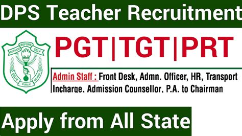 Dps Teachers Vacancy I Pgt Tgt Prt Ntt Non Teaching Staff