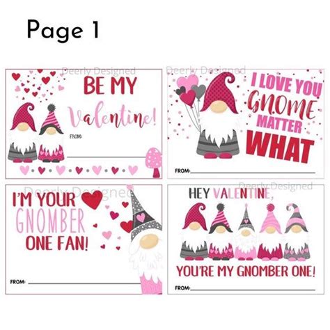 8 Gnome Valentines Day Cards Instant Download Printable Etsy In 2021