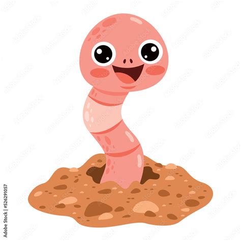 Cartoon Drawing Of A Worm Stock Vector | Adobe Stock