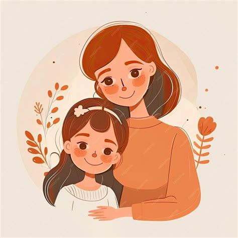 Premium Ai Image Mother And Daughter Cartoon Illustration Generative Aixd