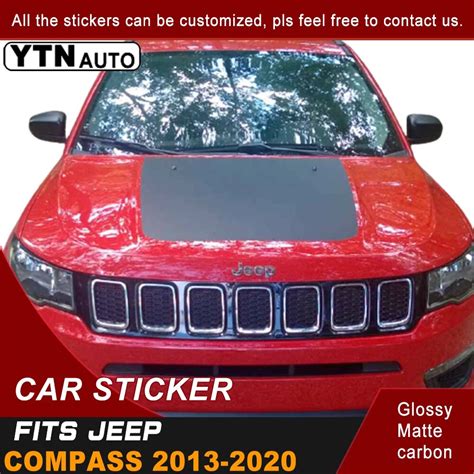 Car Decals For Jeep Compass 2013 2020 Black Bonnet Hood Scoop