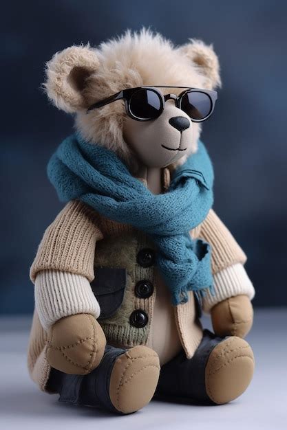 Premium Ai Image A Teddy Bear With Sunglasses And A Scarf