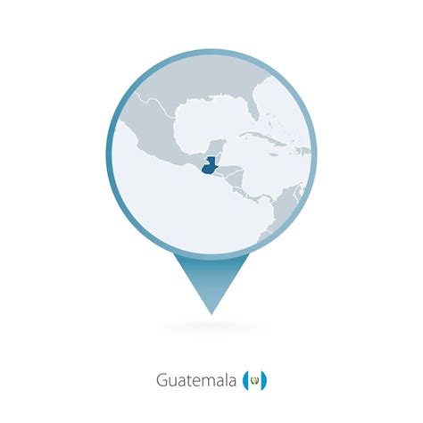 Premium Vector Map Pin With Detailed Map Of Guatemala And Neighboring