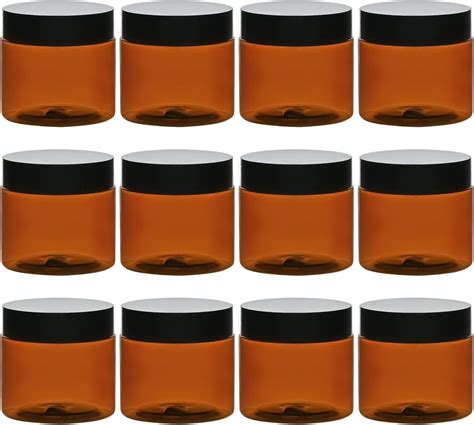 Tuzazo 2 Oz Amber Plastic Cosmetic Jars Leak Proof Small Container With Lids For