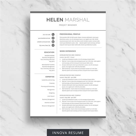 Modern Resume Template For Microsoft Word Innova Resume Modern Resume Templates