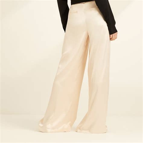 Cream Wide Leg Silk Trousers Brandalley