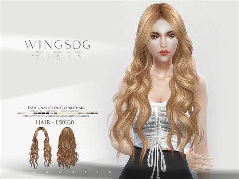 The Sims Resource Fashionable Long Curly Hair Es0330