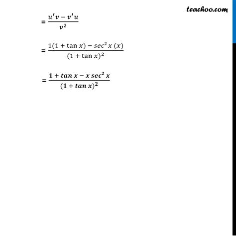 Misc Find Derivative X Tan X Chapter Class