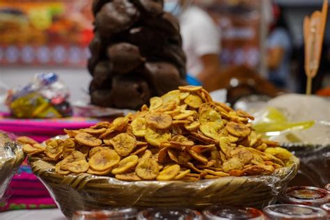 Premium Photo Basket With Fried Sliced Bananas Typical Mexican Snacks Sold In Street Markets