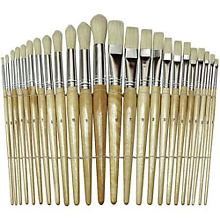 Chenille Kraft Flat And Round Wood Paint Brush Set Flat Round Bristle