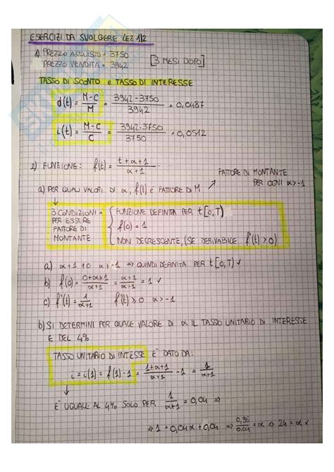 Matematica Finanziaria Esercitazioni Svolte Della Prof Ssa Stefani