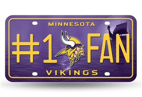 Minnesota Vikings 1 Fan Car Auto Metal License Plate Tag Nfl Football