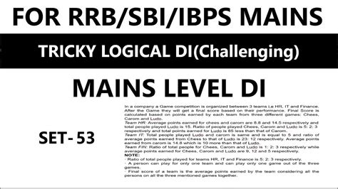 Mains Level Logical Di Set Sbi Ibps Rrb Rbi Youtube