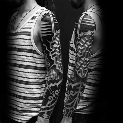 60 Blackout Tattoo Sleeve Designs For Men - Solid Black Ink Ideas