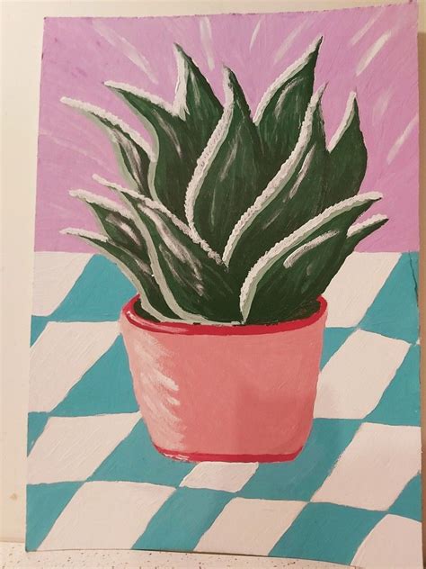 Aloe Vera Beginner Acrylic Painting Succulent Painting Night