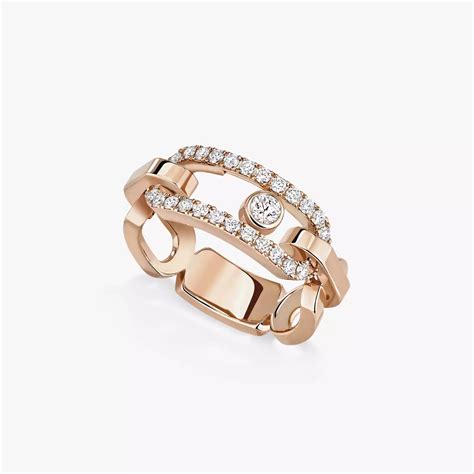 Move Link Diamond Ring In Pink Gold Messika Pg