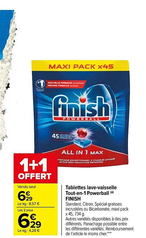 Promo Tablettes Lave Vaisselle Tout En 1 Powerball Finish Chez