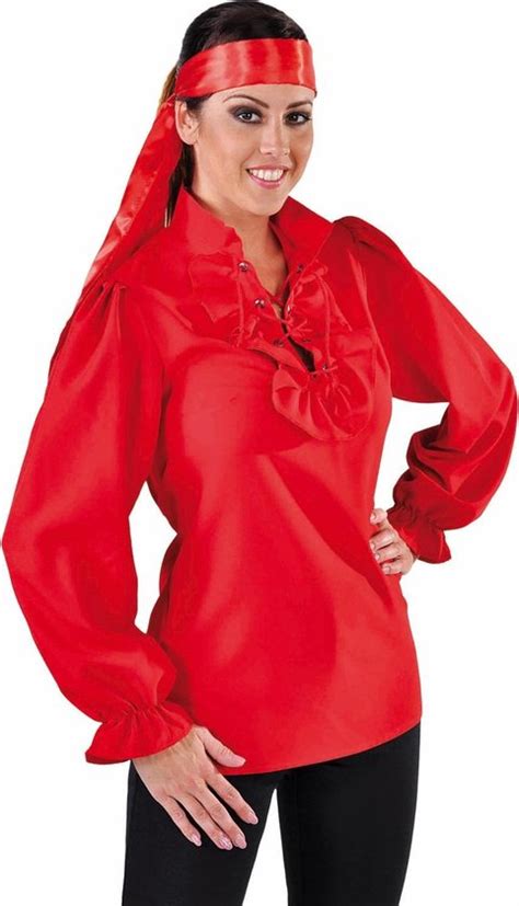 Dames Piraten Blouse Rood Piraat Verkleedkleding Maat Bol