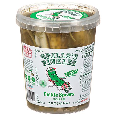 Grillo S Pickles Fresh Classic Dill Pickle Spears Fl Oz Cup Tub