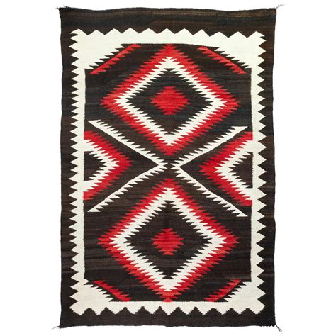 Vintage Navajo Wool Rug Or Wall Hanging With Geometric Bird Design At