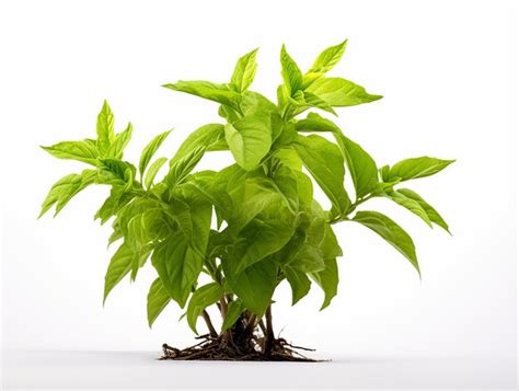 Planta De Albahaca Santa O Tulsi Sobre Fondo Blanco Foto Premium