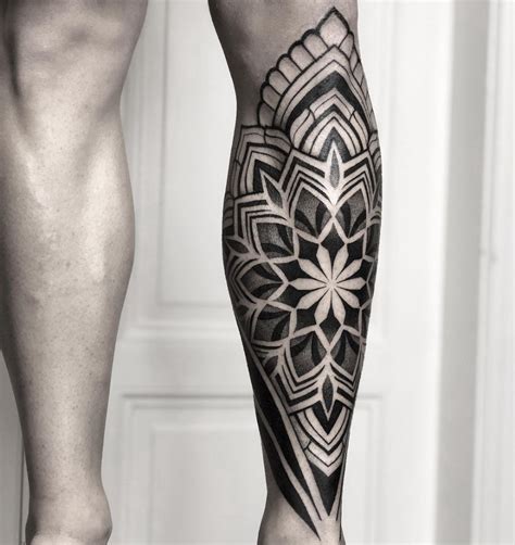 Instagram Geometric Tattoo Leg Leg Tattoos Mandala Tattoo Leg