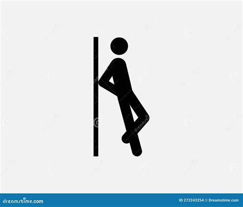 Man Leaning Against Wall Icon Tired Rest Resting Lean Stick Figure