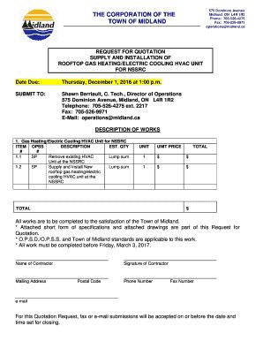 Fillable Online Midland Quotation For HVAC At NSSRC Midland Fax Email