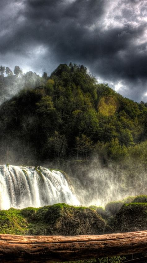 Bäume Wasserfälle Wolken Naturlandschaft 2560x1600 HD