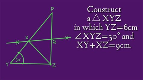 How To Construct A Triangle Xyz In Which Yz 6cm Xy Xz 9cm And Angle Xyz 50° Shsirclasses Youtube