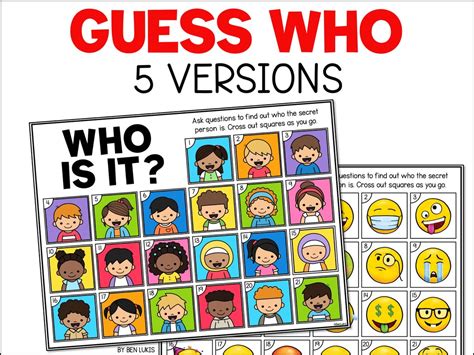 Guess Who Game Sheets Kids Party Game Fun Puzzles For Road Trips And