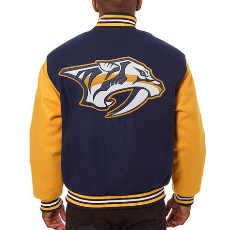 Two Tone Nashville Predators Navy And Gold Varsity Jacket Jackets Masters