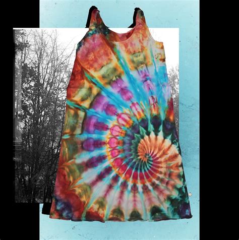 Tie Dye Hippie Summer Dress Psychedelic Swirl Ice Dye Dress