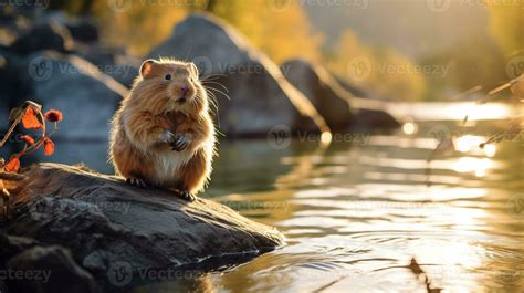 Close-up photo of a Hamster looking in their habitat. Generative AI ...