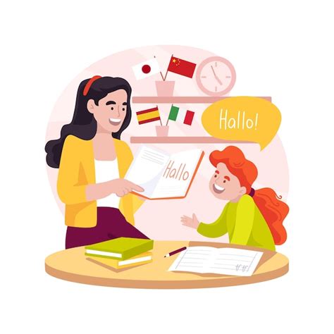 Premium Vector Foreign Language Tutor Isolated Cartoon Vector