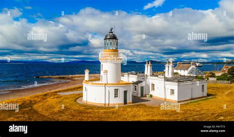 Cromarty Lighthouse at Cromarty Firth in the Scotland - aerial view ...