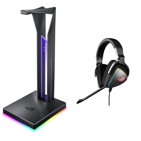 Asus Rog Throne Qi Over Ear Gaming Headset Stand Black And Asus Rog Delta Gaming Headset Black