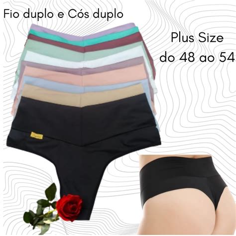 Kit Calcinhas Plus Size Modeladora C S Alto Duplo Fio Duplo Shopee