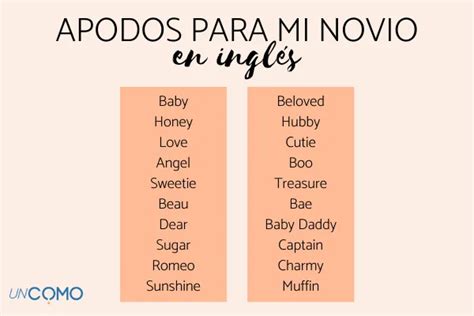 Top Apodos Para Mi Novio Originales En Ingl S Sorpr Ndelo Con