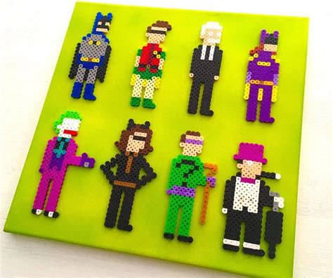 60s Batman Retro Art 8 Bit Pixel Art Perler Beads On Canvas Etsy Perler Beads Ideas