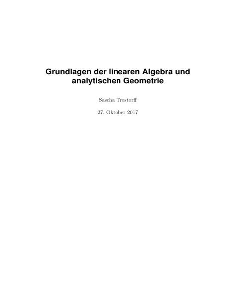 Grundlagen Der Linearen Algebra Und Analytischen