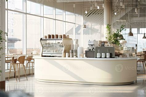 Minimal Interior Design Coffee Cafe Bar Shop With Beige Cozy Tone Style