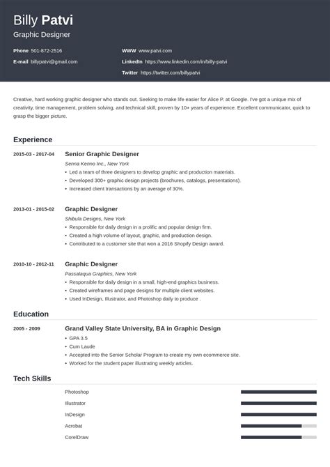 50 Resume Examples Graphic Design Tips Wajo