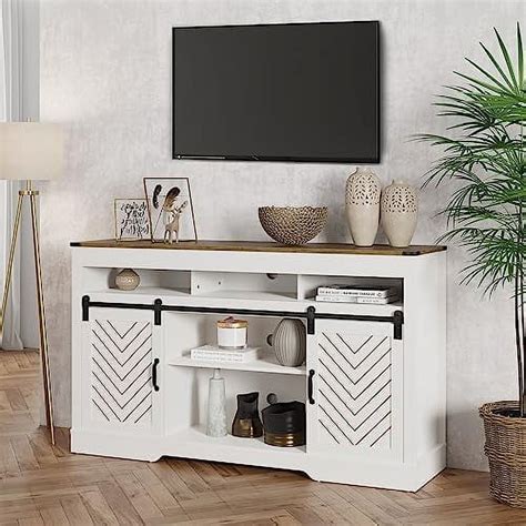 LLBIULife Farmhouse TV Stand For 65 Inch TV Modern Entertainment