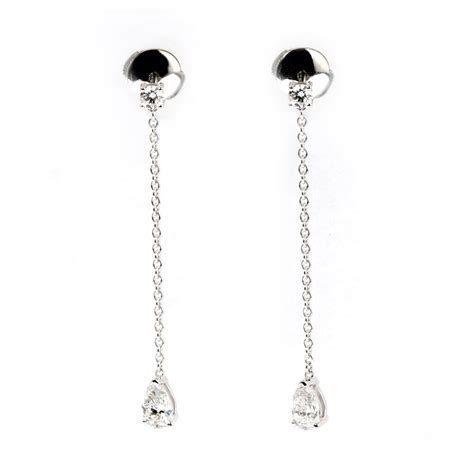 Boucles D Oreilles Diamants Poire Grigri Bo Poire Or Blanc